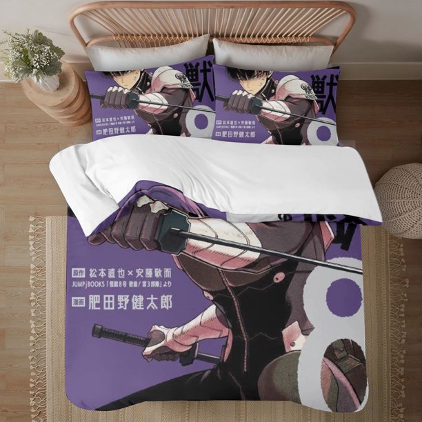 Kaiju No.8 Face on print Soft Bed Set Lightweight 3 Pieces Bedding Sets for All Season Comforter Set Easy Care