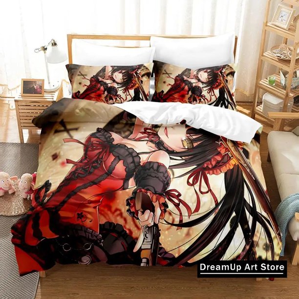 Anime Date A Live Tokisaki Kurumi Bedding Set Boys Girls Duvet Cover Pillowcase Bed Kids Adult Fashion