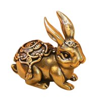 Magideal - Estatua De Conejo De Latón Feng Shui Decoración Suministros Para Fiestas Artesanía Escultura Mini Conejo Animal Ornamento Estatuillas De Para