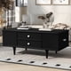 thumbnail image 1 of U-Can Modern Rectangle Coffee Table with Four Drawers, Two Side Hidden Storage Compartments, 47.2" Wood Coffee Table with Metal Handles and Four Solid Wood Legs for Living Room, 1 of 3