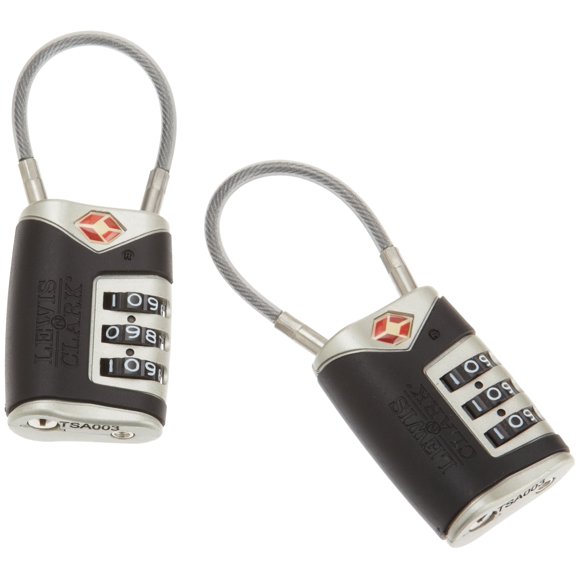 Candado con cable Lock Lewis N. Clark Travel Sentry, paquete de 2