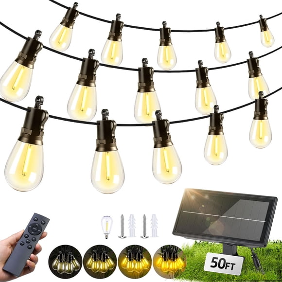 Luces de cadena solares FUANXIEI S14 de 15 m con control remoto e impermeables