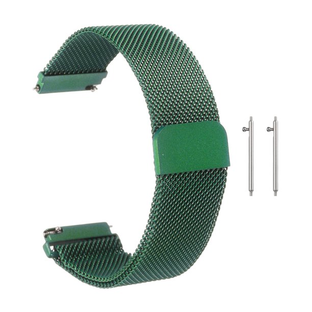 Correa de Reloj de Malla de Acero Inoxidable Uxcell 20mm Reemplazo de Metal de Liberación Rápida con Hebilla Magnética para Hombres y Mujeres, Verde Oscuro