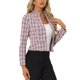 thumbnail image 4 of INSPIRE CHIC Chaqueta de Tweed para Mujer con Cuello Mao, Abierta y Recortada, Talla M, Rosa, 4 of 6