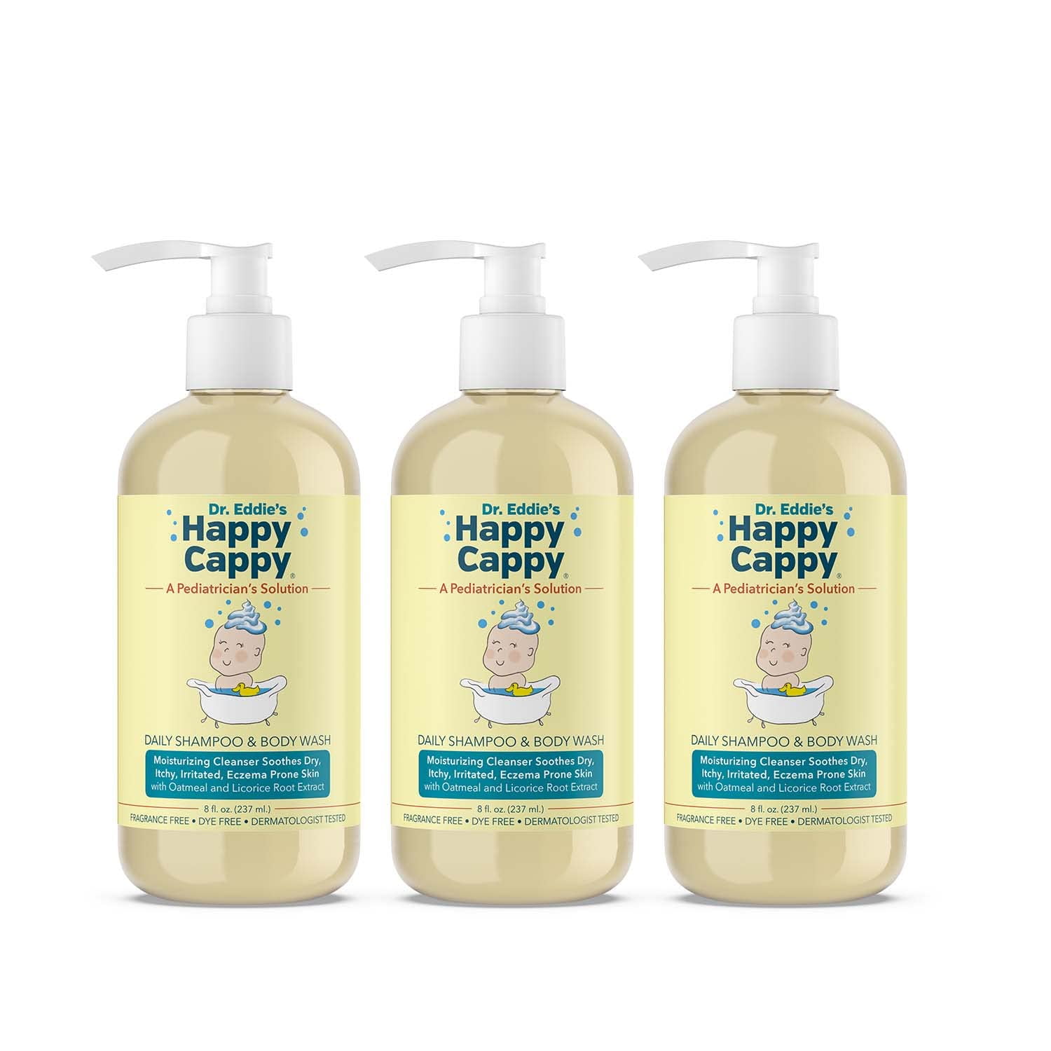 Shampoo Y Gel De Baño Happy Cappy Para Bebés Con Eccema 240 Ml (paquete De 3)