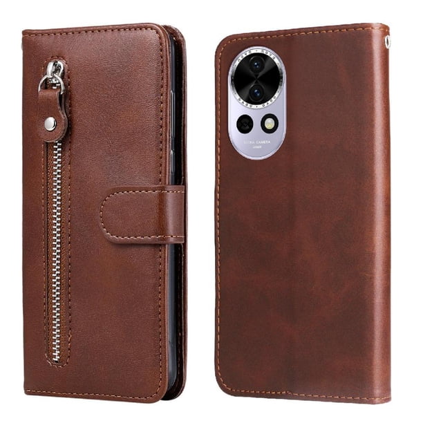 Funda con Cremallera para Huawei Nova 13 Pro, Carcasa Cartera de Cuero PU con Soporte y Tarjetero