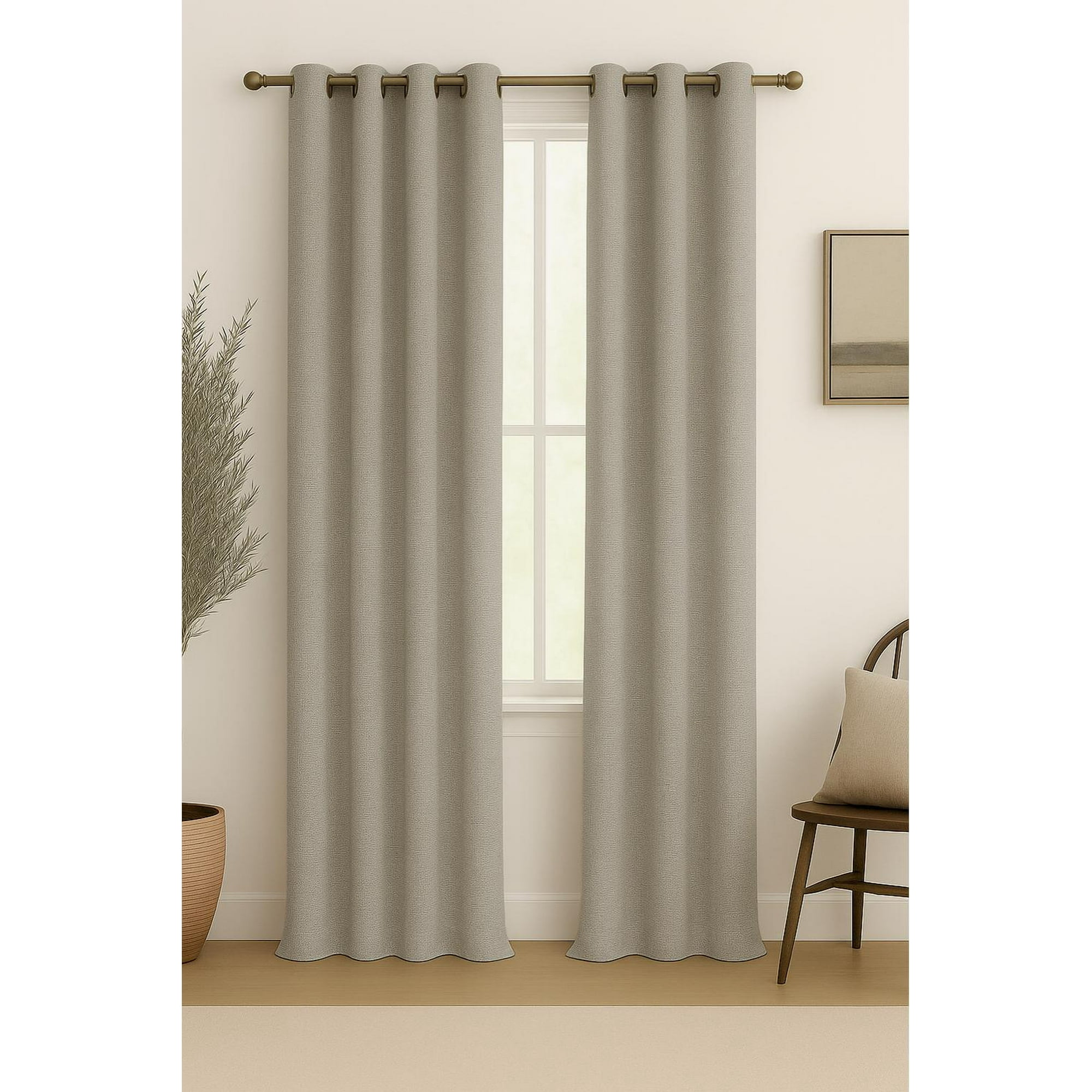 Clems - Pack 2 Cortina Engomada Termica 100% Blackout De Tipo Lino Beige 140x225