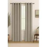 Clems - Pack 2 Cortina Engomada Termica 100% Blackout De Tipo Lino Beige 140X225