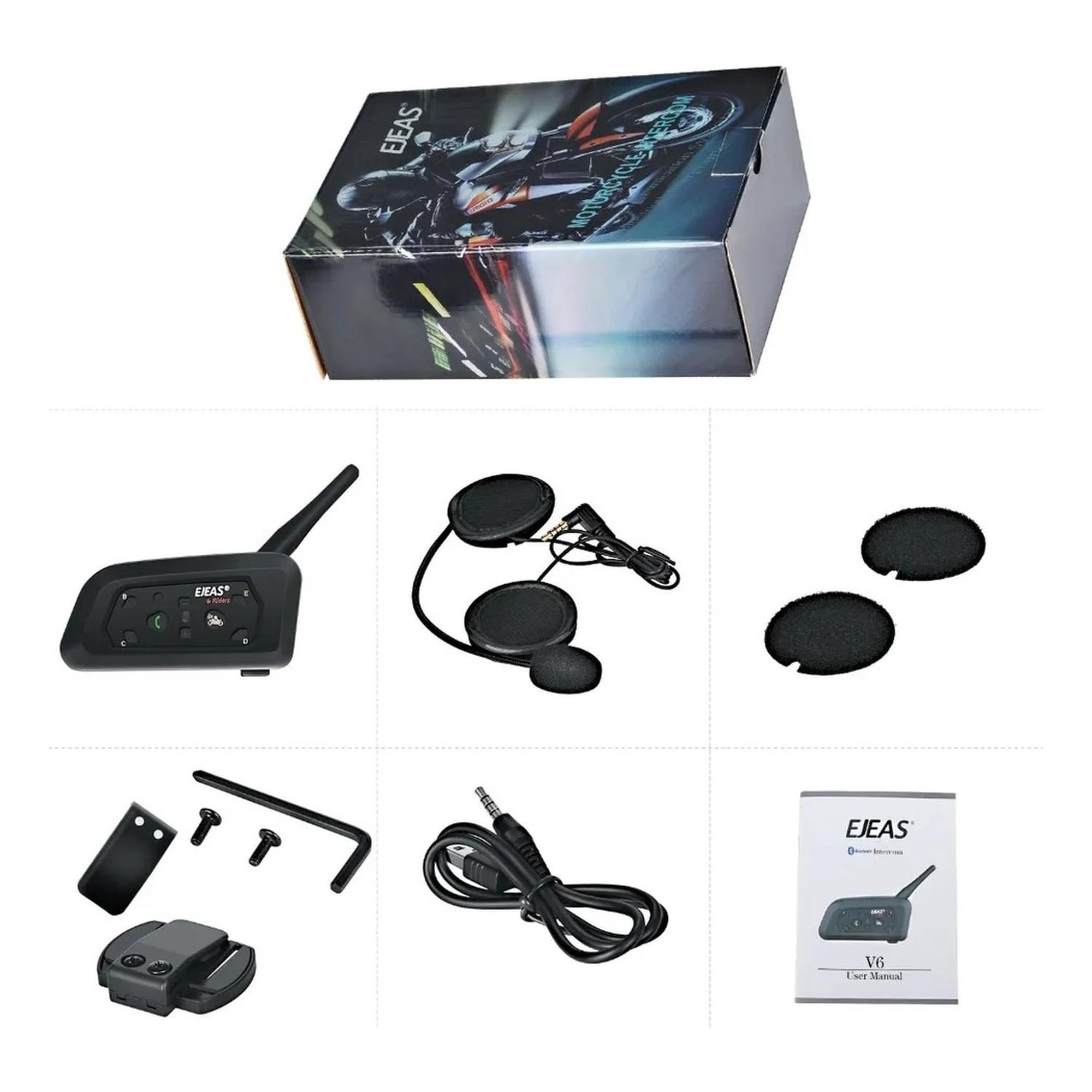 Ejeas V2 - Intercomunicador Casco Moto / Manos Libres Moto Versión 2.0