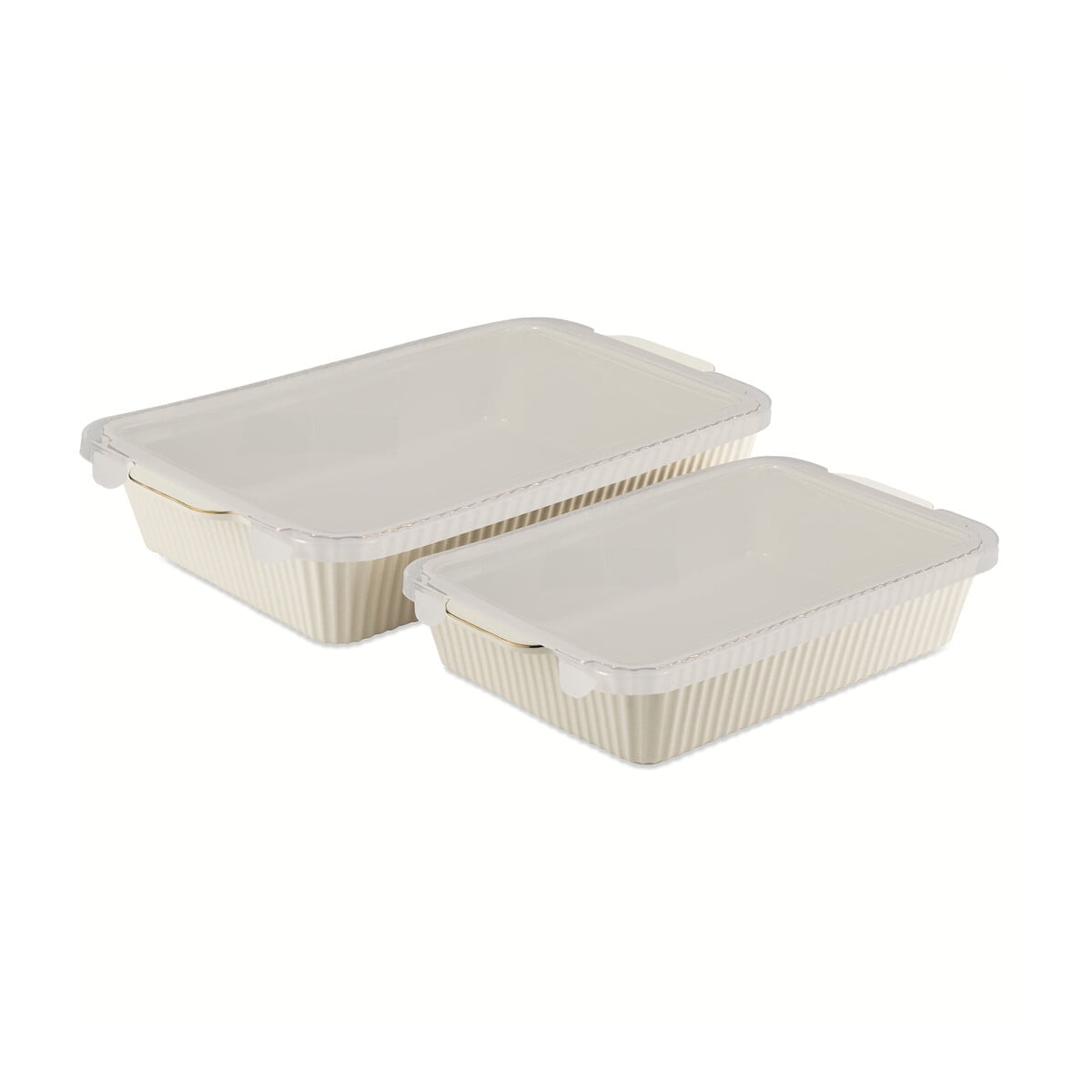 Set Fuentes Horno Stoneware Thyme Table 2 Piezas Blanco