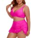 thumbnail image 4 of Agnes Orinda Bikini de Dos Piezas para Mujer de Talla Grande Retro Gingham con Nudo Alto Cintura Push Up Shirring Traje de Baño de Verano 4X Rosa Caliente, 4 of 9