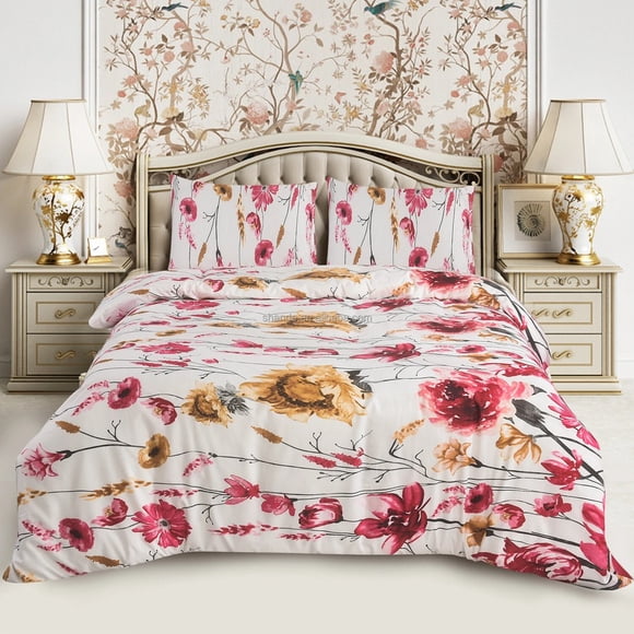 style with flower Pattern Duvet Cover Bedding Set Pillowcase 3-Piece Bedding Set