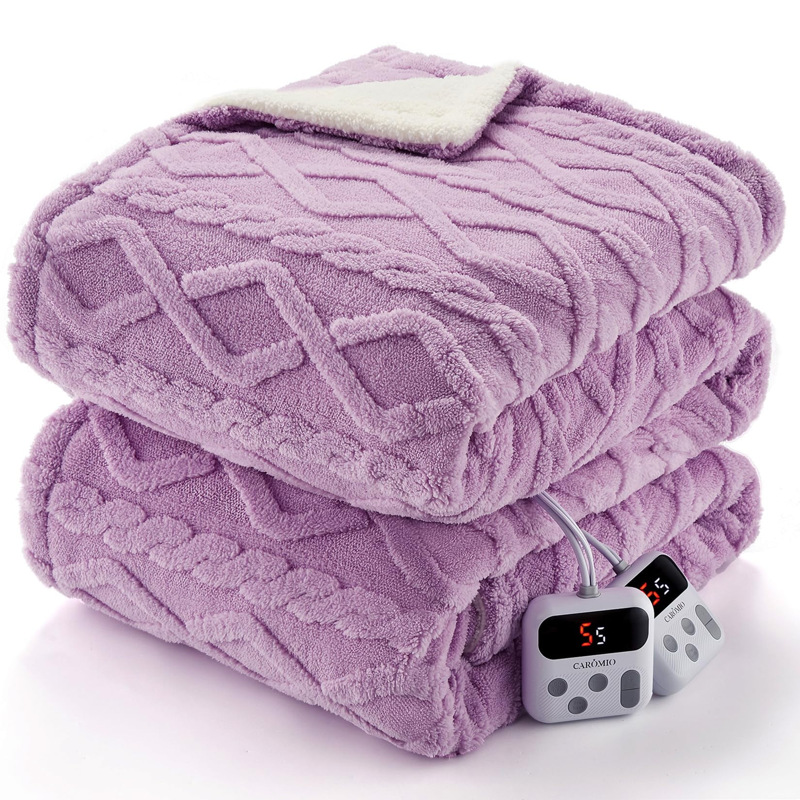 Manta Eléctrica Caromio Tamaño King Con Doble Control, Color Morado