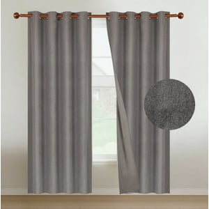 Atlas - Cortinas Blackout 2 Paños 140X220 Lino Doble Faz Gris Marengo