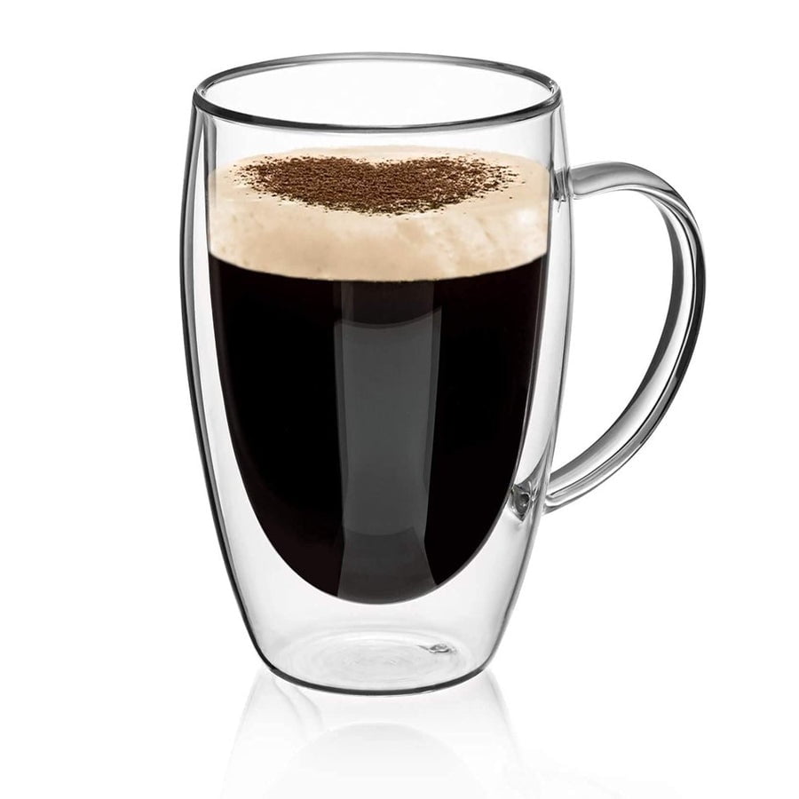 Wakeshome - Mug Taza De Café 16oz 470ml Doble Pared Vidrio Vaso Termico