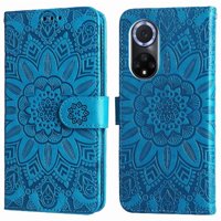 Funda Tipo Cartera Foxdock Para Huawei Nova 9 , Diseño Girasol En Relieve, Cuero Pu, Cierre Magnético, Soporte Y Tarjetero