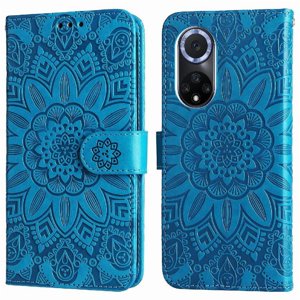 Funda Tipo Cartera Foxdock Para Huawei Nova 9 , Diseño Girasol En Relieve, Cuero Pu, Cierre Magnético, Soporte Y Tarjetero