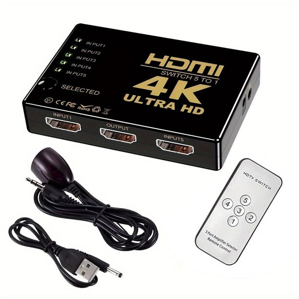 4k 2k 5x1 Hdmi Splitter Cable 1080P Video Switcher Adapter 5 Input 1 Output Port Hdmi Hub For Xbox Ps4 Dvd Hdtv Pc
