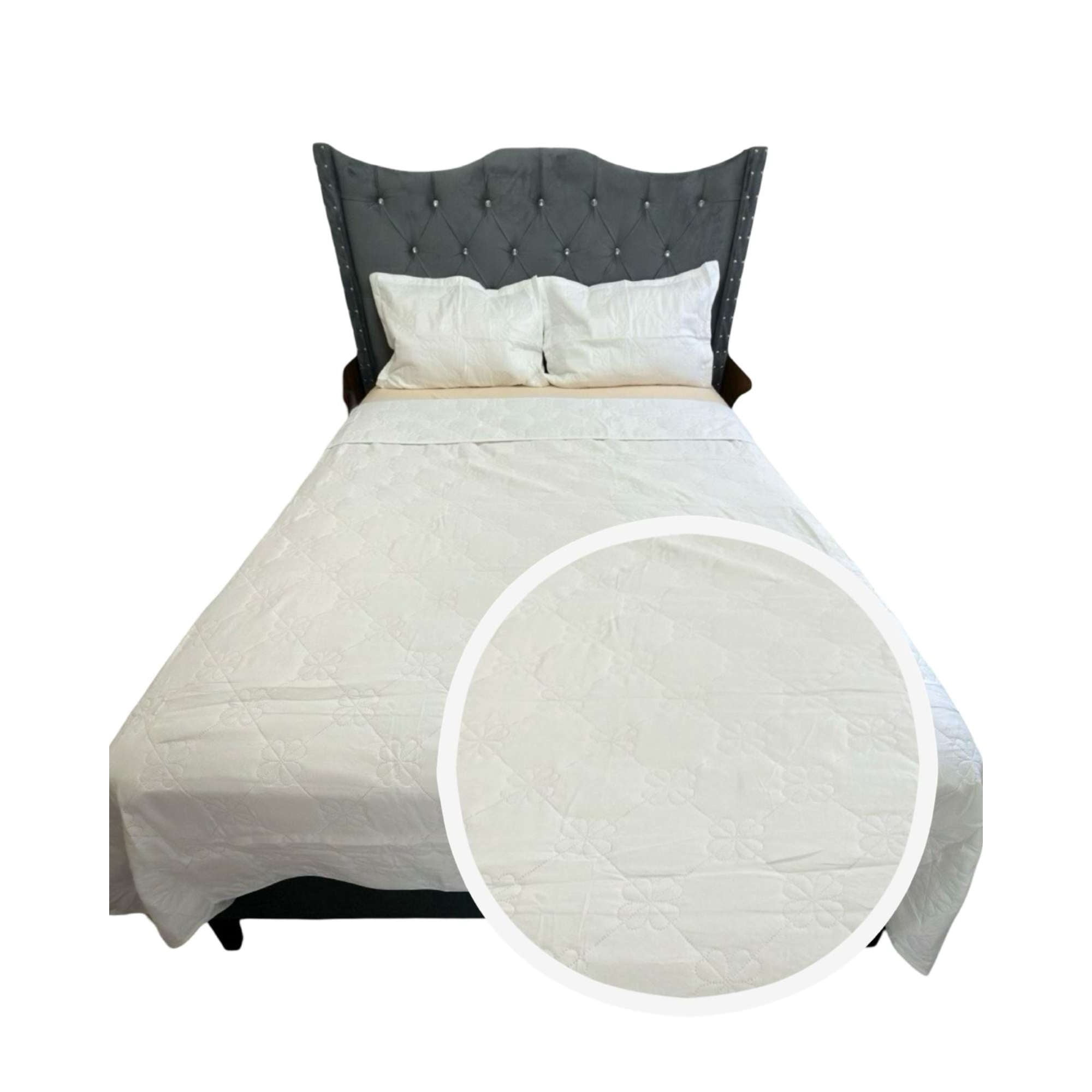 Iiimussa - Cubrecama Quilt De Lujo Verano Delgado 2 Plazas Blanco