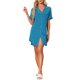 thumbnail image 1 of INSPIRE CHIC Camisón de Manga Corta para Mujer Regreso a Clases Camisa de Dormir con Botones y Cuello con Muesca Vestido de Estar en Casa de Mezcla de Algodón Suave M Azul Brillante, 1 of 6