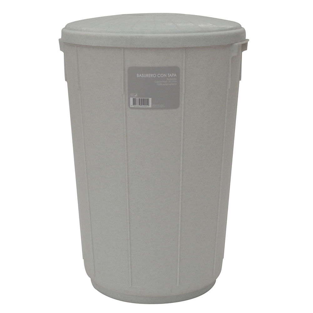 Haus - Basurero Con Tapa 32l Plástico Gris