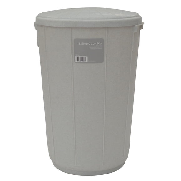 Basurero con Tapa 32L Plástico Gris