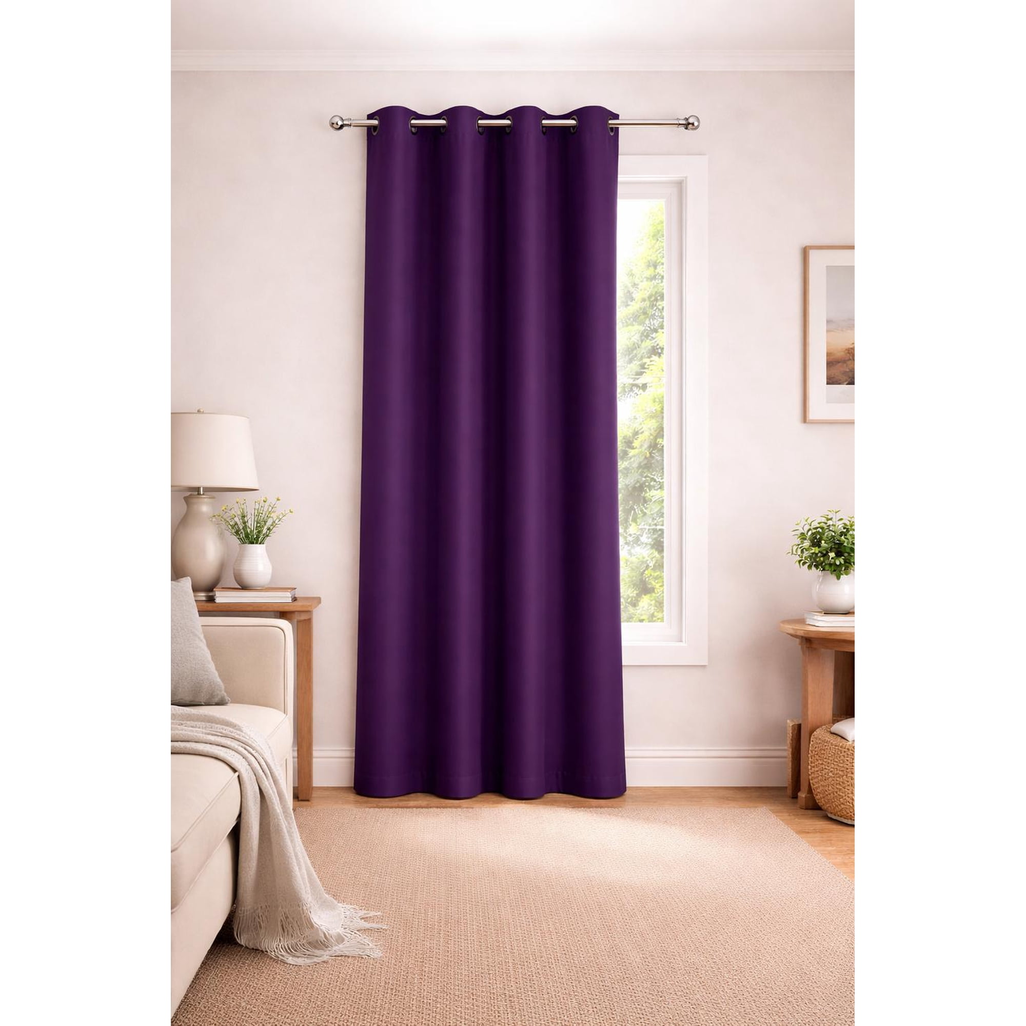 Clems - Cortina 100% Blackout De Tela Engomada 1 Paño Violeta