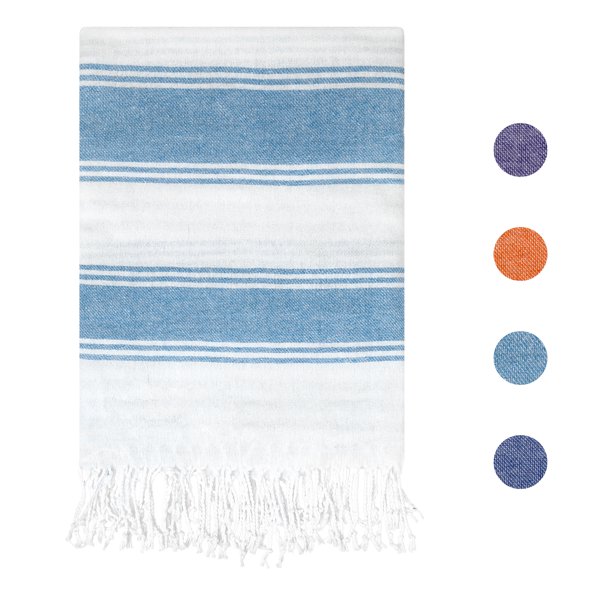 REGALWOVEN Toallas de Playa a Rayas Sobredimensionadas, Toalla de Confort y Secado Rápido para Viajar, Nadar, Acampar Azul Claro 40' x 72'