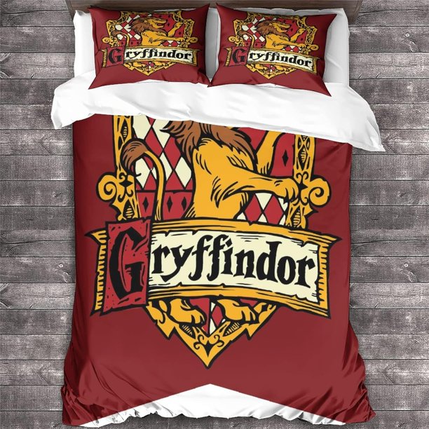 Harry Potter Crest Bedding Set with Pillowcases,School of Magic,Soft Microfiber Duvet Cover with Zipper Closure for