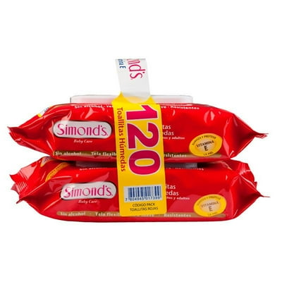 Pack Toallitas Húmedas Baby Care, Baby Wipes 120 Un Simond’S