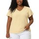 thumbnail image 1 of Agnes Orinda Blusa de Manga Acampanada para Mujer de Talla Grande para Escuela y Universidad, Cuello en V, Primavera Verano, Camiseta Hueca, Talla 2X, Amarillo, 1 of 6