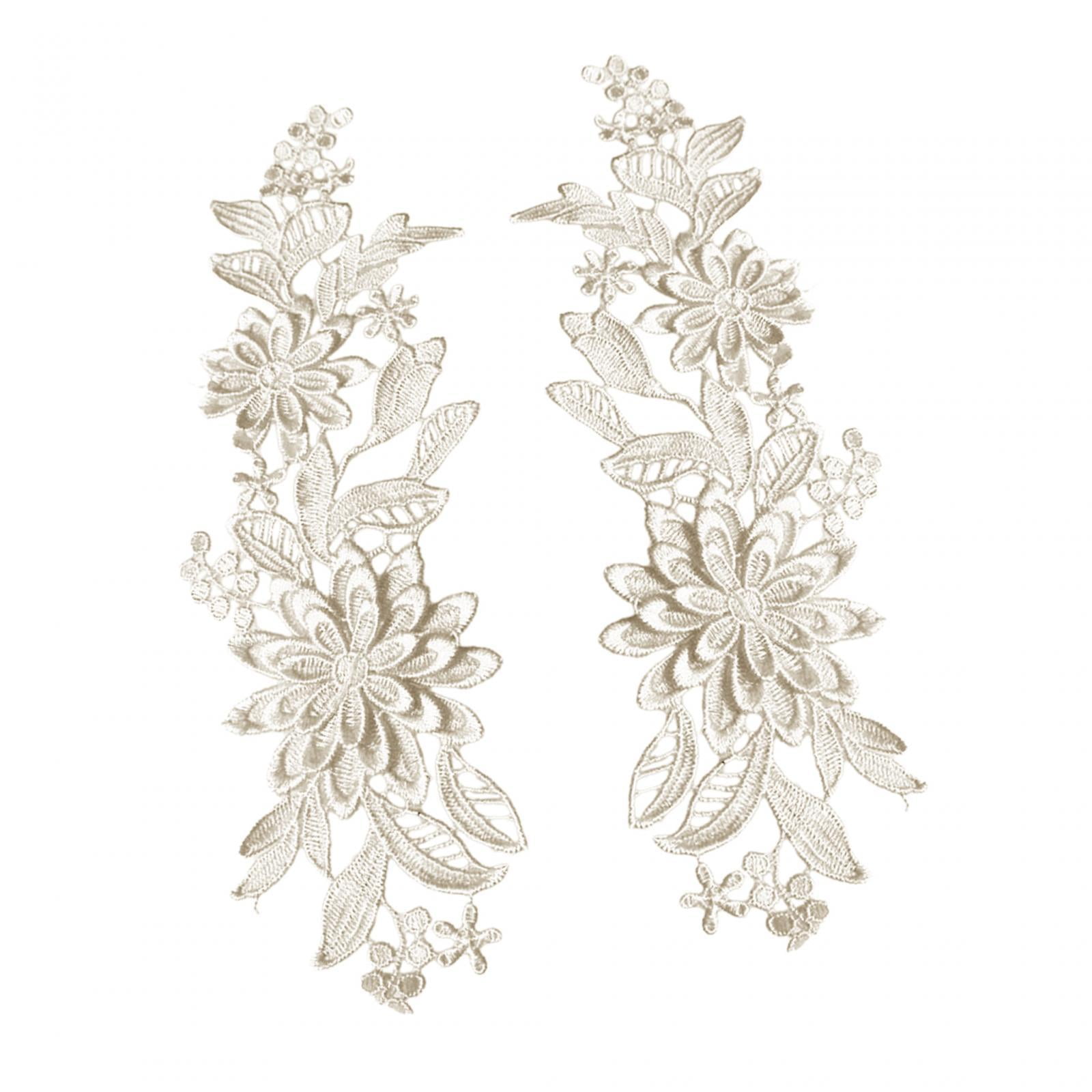 Bothyi - 2 Uds Apliques De Encaje Apliques Bordados De Flores Para Boda Vestido De Graduación Ropa Champán