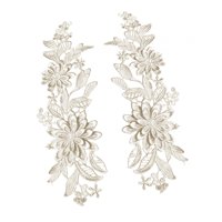 Bothyi - 2 Uds Apliques De Encaje Apliques Bordados De Flores Para Boda Vestido De Graduación Ropa Champán