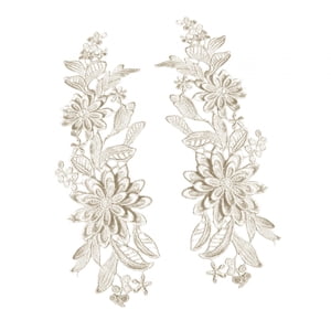 Bothyi - 2 Uds Apliques De Encaje Apliques Bordados De Flores Para Boda Vestido De Graduación Ropa Champán