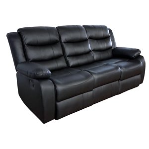 Casa Factory - Sofa Reclinable Relaxline 3 Cuerpos Negro Posa Vaso
