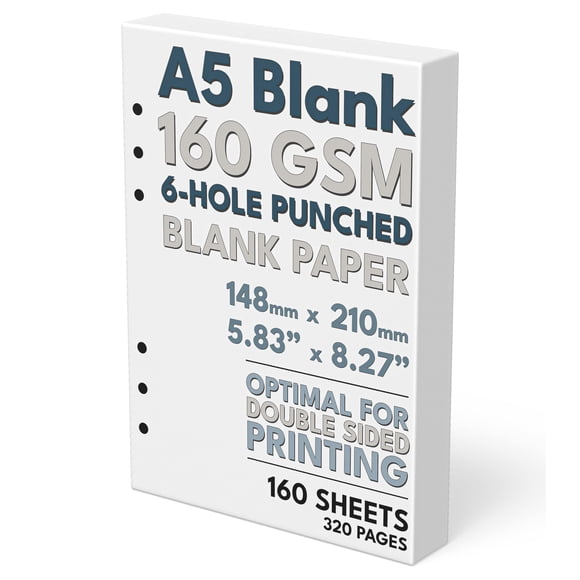 Papel en blanco Sort Out My Life, tamaño A5, 160 g/m², 160 hojas, color blanco