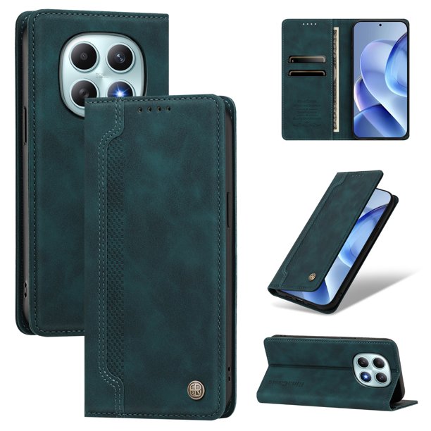 Funda Billetera para Xiaomi Poco M8 5G Imán y Resistente Verde