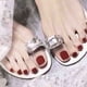 thumbnail image 5 of Uñas postizas cuadradas para pies, uñas postizas cortas, uñas de playa para mujeres y niñas, con taladro decorativo., 5 of 6