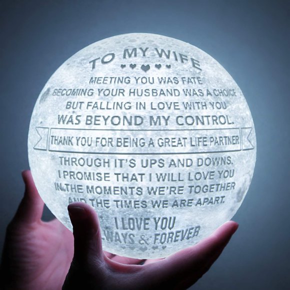 Moon Lamp K KENON, impresión 3D grabada, 15 cm RGB, para regalo para esposa