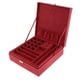thumbnail image 2 of Dos capas de terciopelo caja de la joyería titular de la caja organizador de almacenamiento con bloqueo rojo, 2 of 3