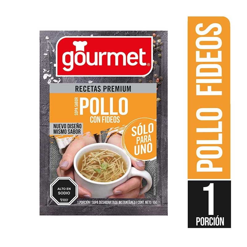 Sopa Individual Sabor Pollo Con Fideos Sobre 15 g Gourmet