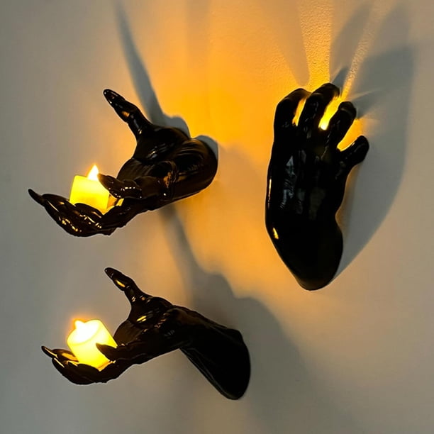 Decoración de Halloween para interior y exterior, 3 manos espeluznantes para montar en la pared