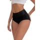 thumbnail image 4 of INSPIRE CHIC Ropa interior de mujer de cintura alta con levantamiento de glúteos y control de abdomen, algodón transpirable, talla grande, paquete de 4, XL, 4 Negro, 4 of 4