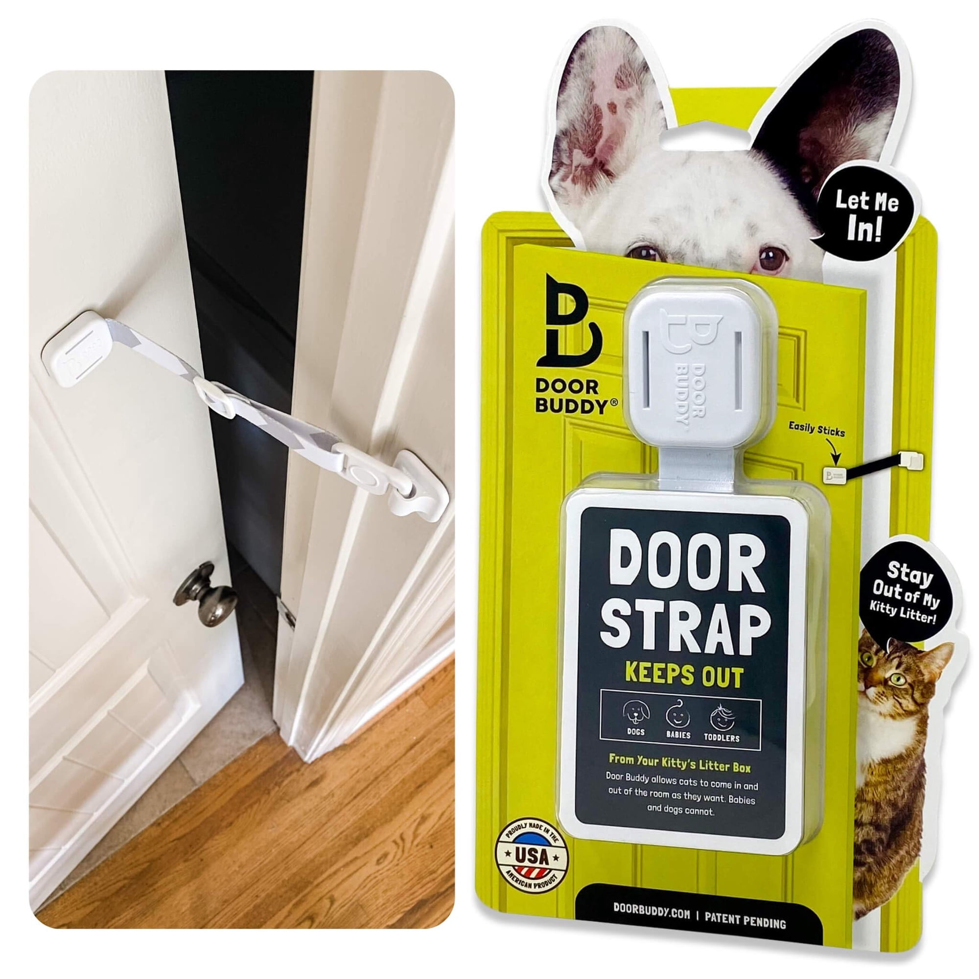 Pestillo De Puerta Door Buddy Para Mascotas Para Gatos, Correa Ajustable Gris