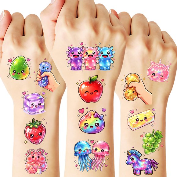 Tatuajes Temporales CozyNuukee 180 piezas Squishy Kawaii