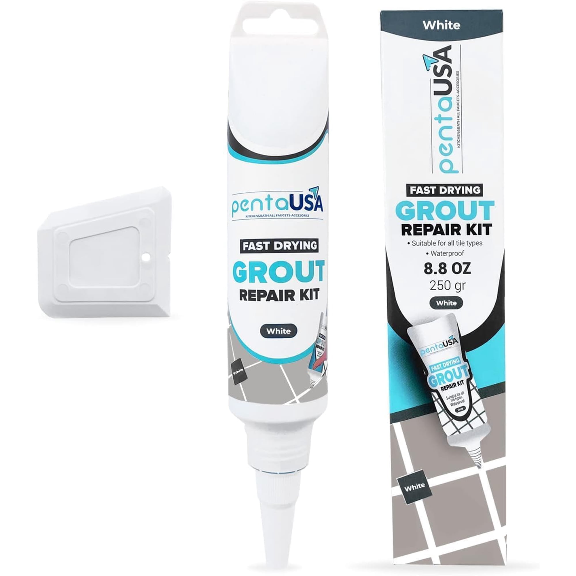 Kit De Reparación De Lechada Pentausa, Relleno De Lechada Para Azulejos, Blanco, 250 G