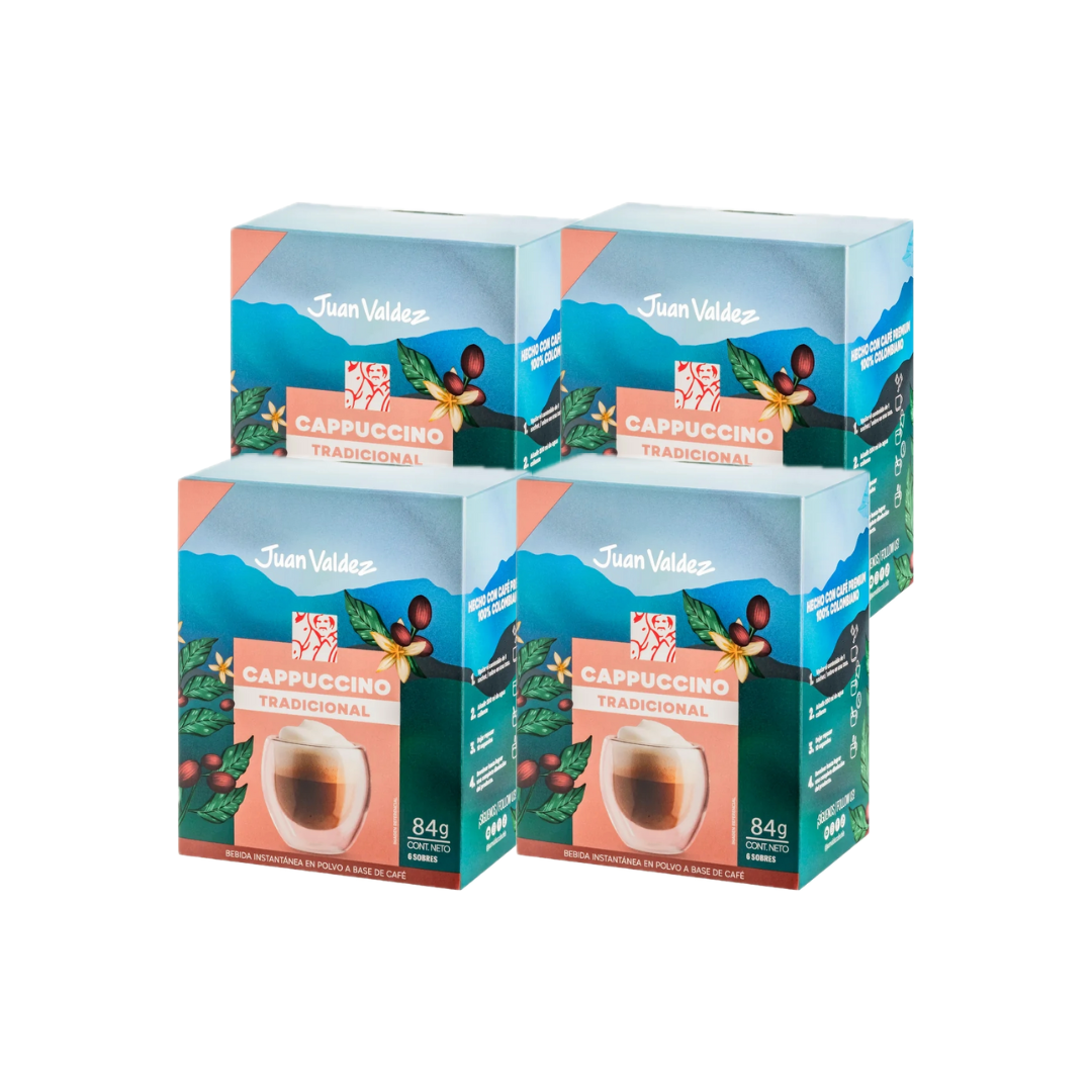 Pack 4 Mixes Café Juan Valdez Cappuccino Tradicional