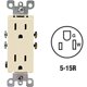 thumbnail image 2 of Receptáculo dúplex Leviton Decora, 15 A, 125 V, color marfil, 2 of 5