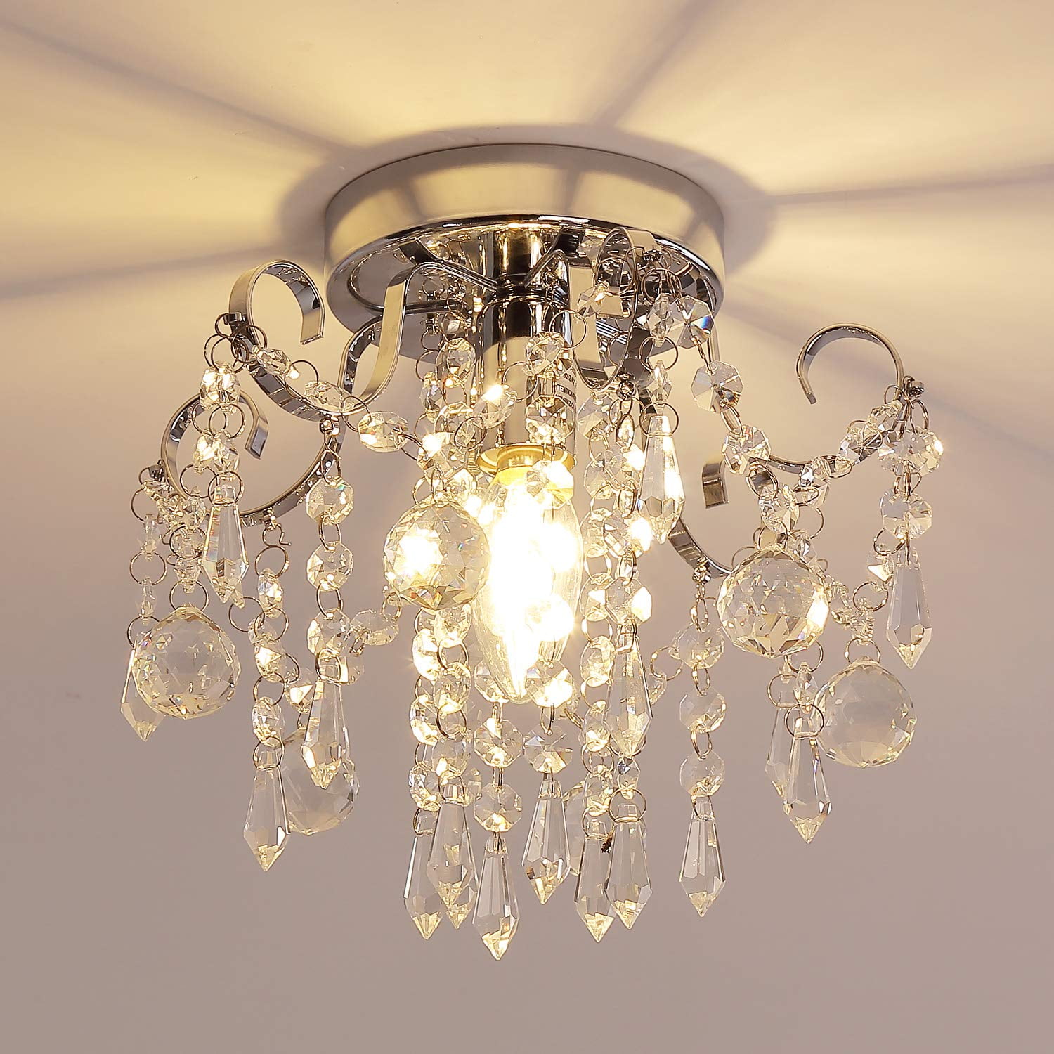 Chandelier Q&s Mini Crystal - Lámpara Cromada Con Montaje Empotrado