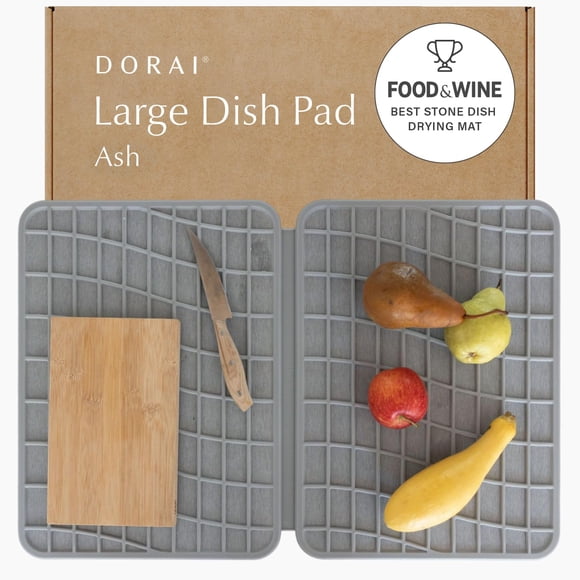 Alfombrilla para secar platos Dorai 61 cm x 42 cm plegable color ceniza